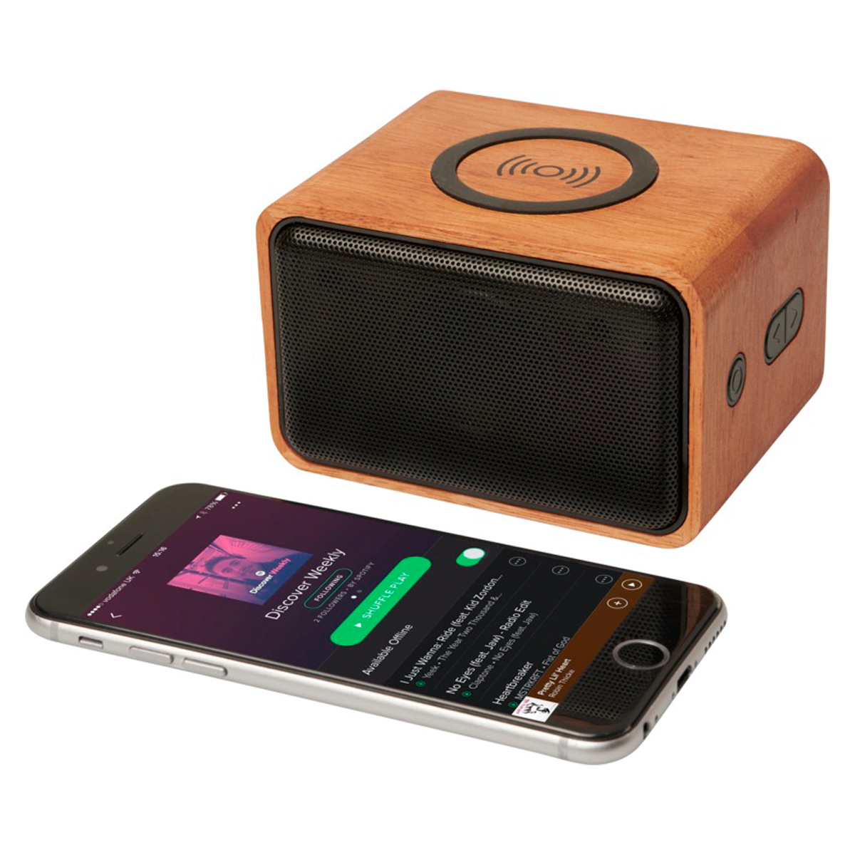 Altoparlante Wooden con base di ricarica wireless